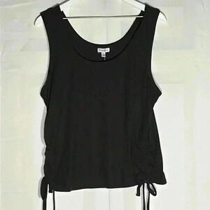 Lovefire Women’s Tank Black 1X Side Ruching  Side Ties Classy Sharp Versatile